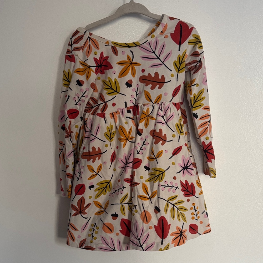 Colorful Leaf Print Kids Dress